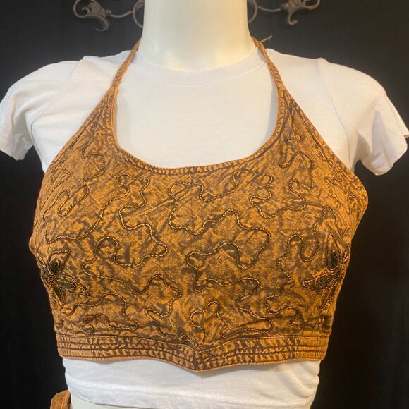 You Are Incredible🤎 Vintage Bronze Wrap Skirt And Halter Set - Picture 2 of 10